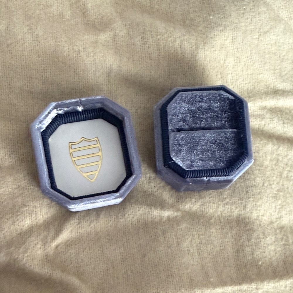 Elegant Silver and Blue Ring Box